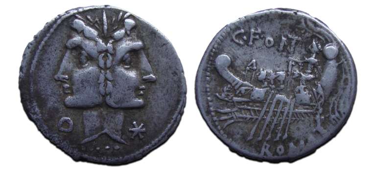 C. Fonteius  - denarius Gallei 114 - 113 V Chr. (JUL2554)