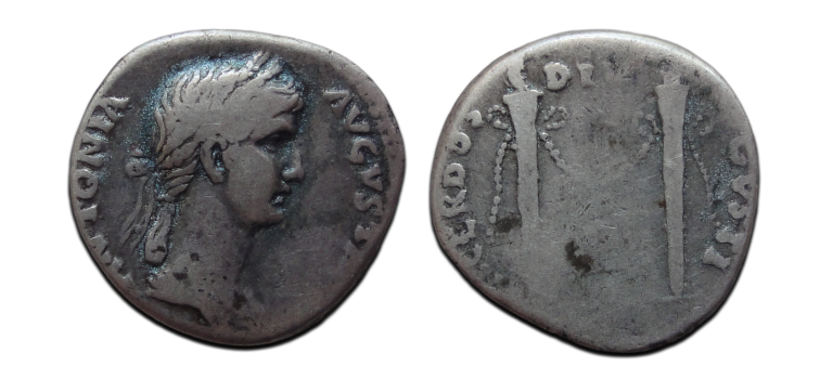 Antonia - DENARIUS moeder van Claudius, dochter van Marcus Antonius ZELDZAAM (JUL2617) Antonia - DENARIUS moeder van Claudius, dochter van Marcus Antonius ZELDZAAM (JUL2617)