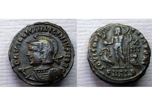 Licinius II - caesar met hem, schild en speer Alexandria!  (JUN2211)