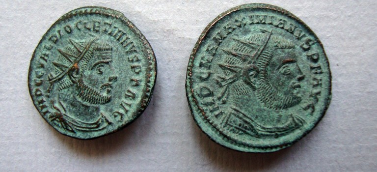 2  romeinse Radiati Diocletianus en Maximianus (JUN2266)