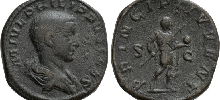 Philippus II - PRINCIPI IVVENT Sestertius mooi portret! (JUN2276)