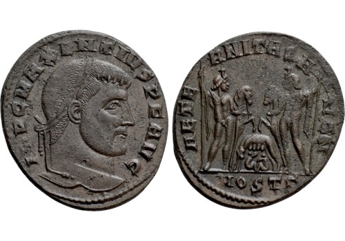 Maxentius - Castor and Pollux with Lupa Romana interesting!  (JUN2279)