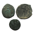 3 romeinse munten: Gallienus, Theodosius, Constantijn de Grote (JUN2502)