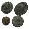 4 romeinse munten:  Julia Domna, Claudius II, Valentinianus II, Constans (JUN2503)