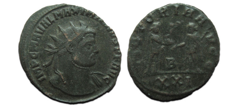 Maximianus  - Antoninianus Victoria, very rare heroic bust! (JUN2505)