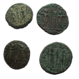 4 romeinse munten: Constantius II (2x), Delmatius, Constantinus II (JUN2273) 4 romeinse munten: Constantius II (2x), Delmatius, Constantinus II (JUN2273)