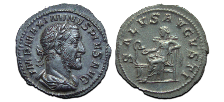 Maximinus I - SALVS AVGVSTI denarius, as minted!  (JUN25122)