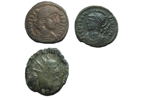 3 roman coins - Constans, Constantinopolis, Gallienus (JUN2553)