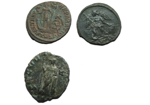 3 roman coins - Constans, Constantinopolis, Gallienus (JUN2553)