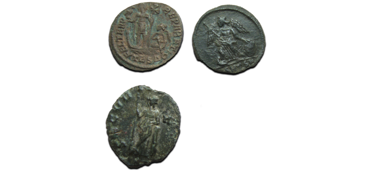 3 roman coins - Constans, Constantinopolis, Gallienus (JUN2553)
