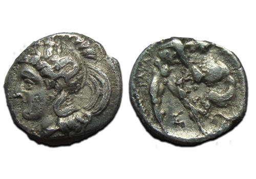 Greek coins - Athena met Heracles (JUN2566)