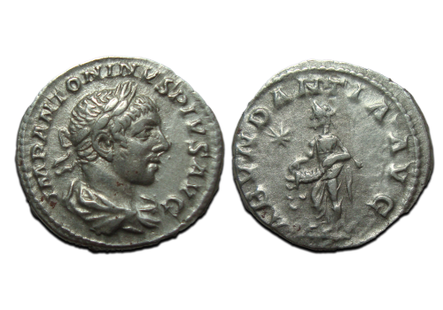 Elagabalus - Abvndantia denarius (JUN2572)