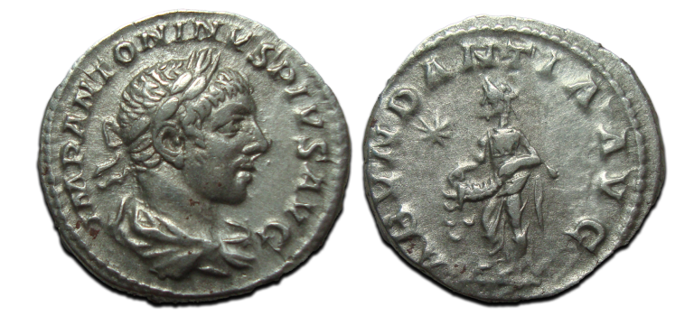 Elagabalus - Abvndantia denarius (JUN2572)