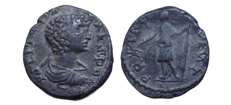 Geta - denarius de prins van de jeugd, barbaarse imitatie (JUN2609) Geta - denarius de prins van de jeugd, barbaarse imitatie (JUN2609)