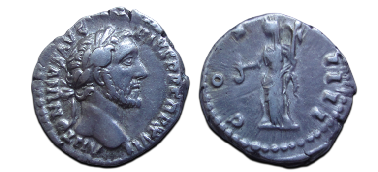 Antoninus Pius - denarius VESTA met simpulum (JUN2612) Antoninus Pius - denarius VESTA met simpulum (JUN2612)
