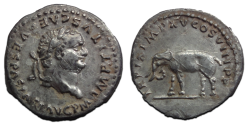 Titus - denarius Olifant geslagen ter viering van het Colosseum! (JUN2623)