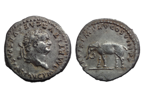 Titus - denarius Olifant geslagen ter viering van het Colosseum! (JUN2623) Titus - denarius Olifant geslagen ter viering van het Colosseum! (JUN2623)