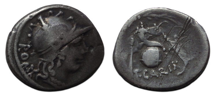 Romeinse republiek - denarius T. Carisius 46 v. Chr. (JUN2645) Romeinse republiek - denarius T. Carisius 46 v. Chr. (JUN2645)