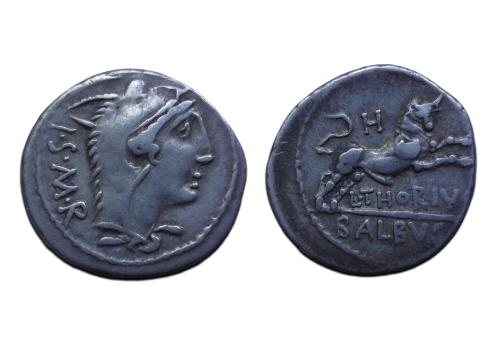 Roman republic - denarius Thorius Balbus 105 BC (JUN2655) Roman republic - denarius Thorius Balbus 105 BC (JUN2655)