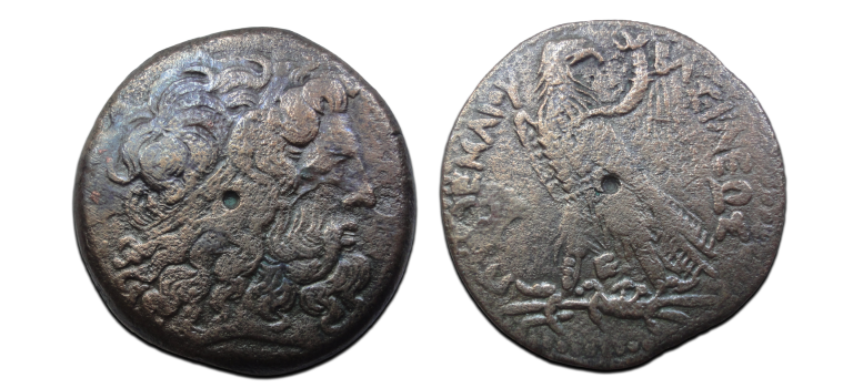 Griekse munten - Ptolemeus III Tetrobool, grote, zware munt!  (JUN2665)