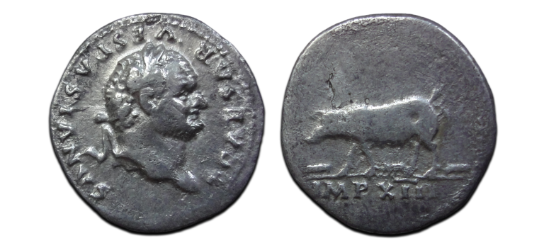 Titus - denarius sow with piglets (JUN2671)