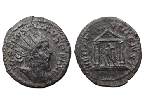 Postumus- Tempel van Hercules Deusoniens zeldzaam! (JUN2606) Postumus- Tempel van Hercules Deusoniens zeldzaam! (JUN2606)