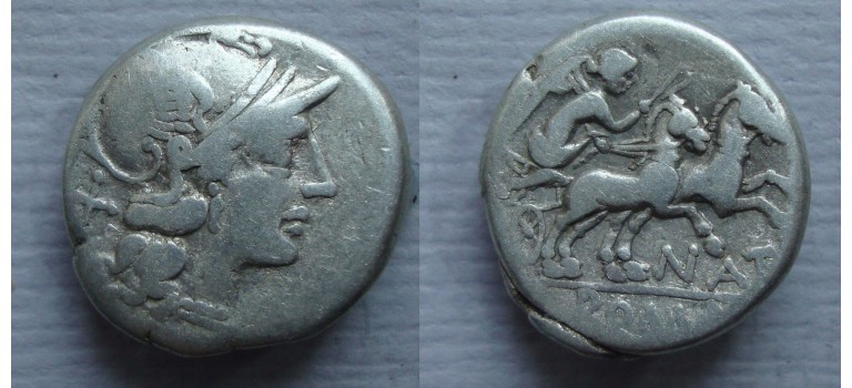 Romeinse republiek - denarius Pinarius Natta 155 v. Chr (MA22111)
