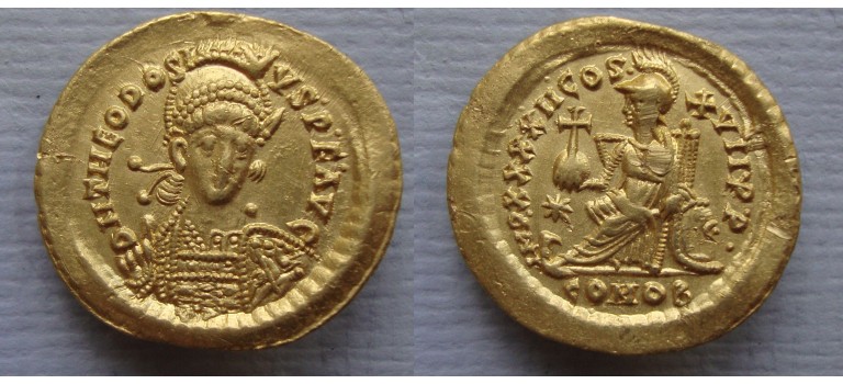 Theodosius II - SOLIDUS GOLD Constantinopolis (MA22130)