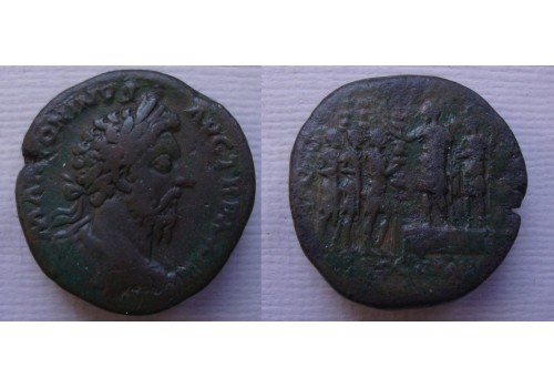 Marcus Aurelius - Sestertius Adluctio RARE (MA2269)
