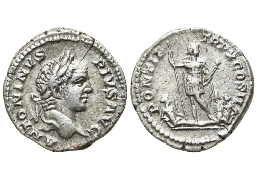 Caracalla -  denarius British Rivergods scarce! (MA25773)
