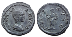 Plautilla -  denarius vrouw van Caracalla schaarse keizerin PIETAS! (MA2663)