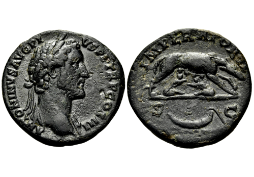 Antoninus Pius- She wolf with Remus and Romulus AS RARE! (MA2664) Antoninus Pius- She wolf with Remus and Romulus AS RARE! (MA2664)