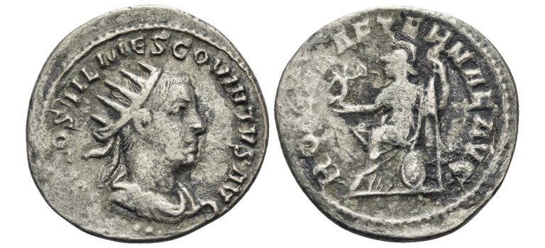 Hostilian - as AUGUSTUS Rare (MA2670)