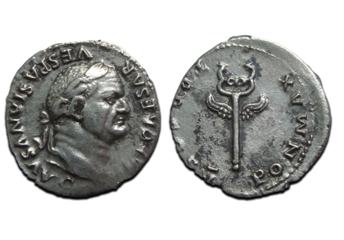 Vespasianus - denarius gevleugelde caduceus (ME2541)