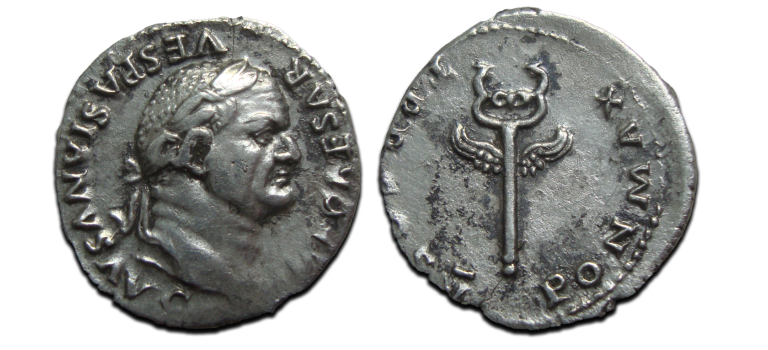 Vespasian - denarius winged caduceus (ME2541)