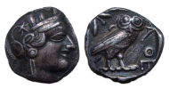 Griekse zilveren Tetradrachme met uiltje  (ME2585)