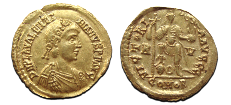 Valentinianus III  Solidus GOUD Ravenna (ME2595)