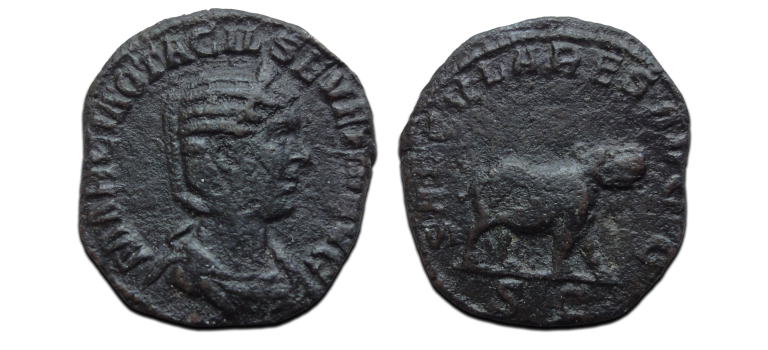 Otacilia Severa - Sestertius NIJLPAARD! (ME2608)