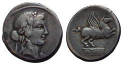 Romeinse republiek - denarius Q. Titius Pegasus 90 v. Chr. (ME2612)