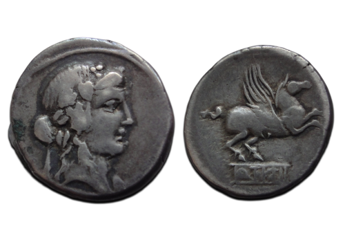 Romeinse republiek - denarius Q. Titius Pegasus 90 v. Chr. (ME2612)