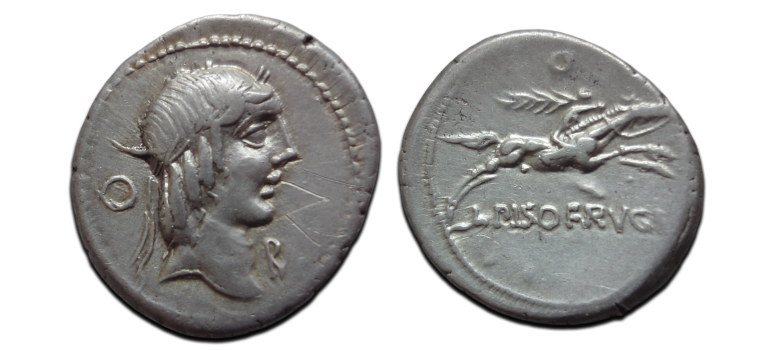 Romeinse republiek - denarius L. Piso Frugi 90 v. Chr. (ME2613)