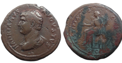 Hadrianus  -  JUSTITIA Dupondius zeer zeldzaam! (ME2633)