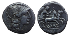 Romeinse republiek - denarius Atilius Saranus 155 v. Chr. (ME2642)