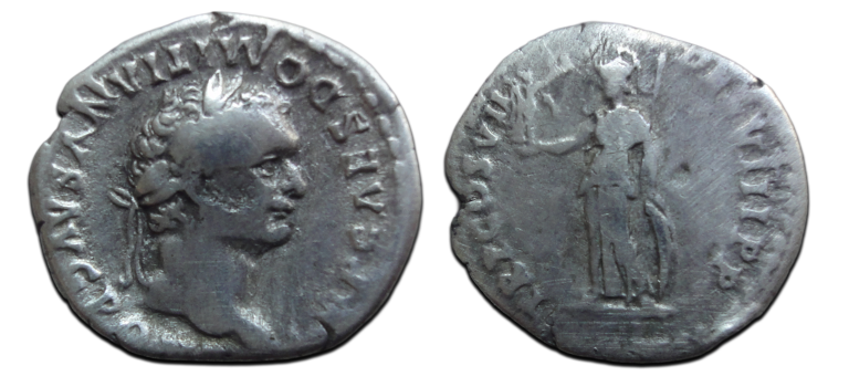 Domitianus - denarius Minerva met victoria zeldzaam (R2)! (ME2646)