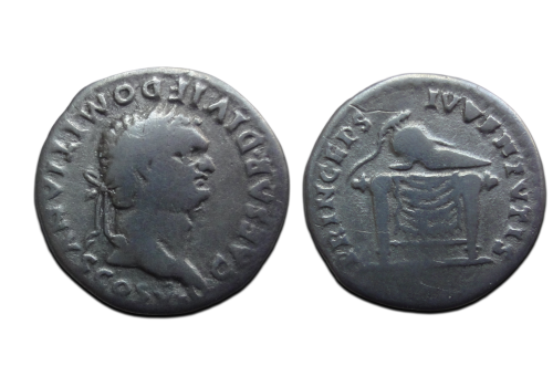Domitian - denarius Princeps Ivventvtis throne with helmet! (ME2647)
