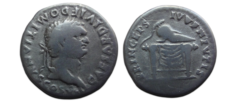 Domitian - denarius Princeps Ivventvtis throne with helmet! (ME2647)