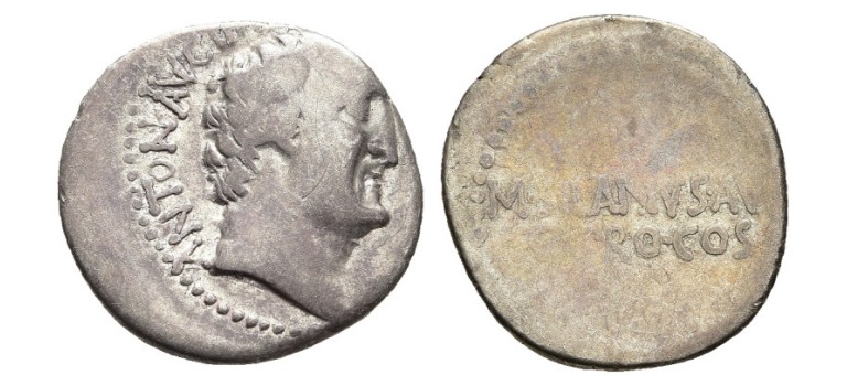 Marcus Antonius - denarius Silanus muntmeester ZELDZAAM (ME2652)