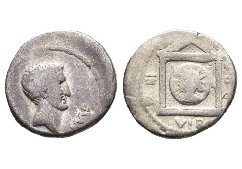 Marcus Antonius - denarius keerzijde tempel van  SOL zeldzaam (AP2653)