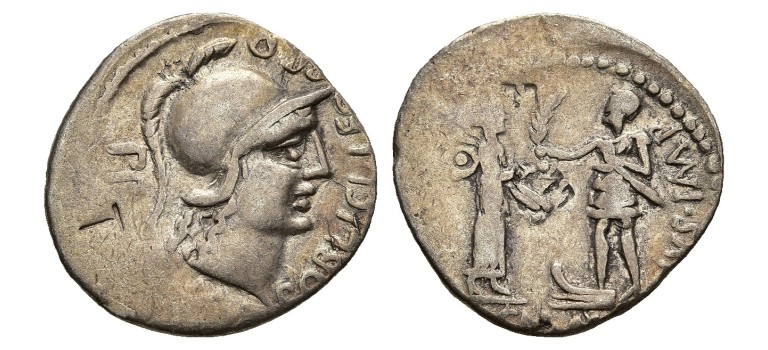 Gnaeus Pompeius jr - denarius met Hispania (ME2654)