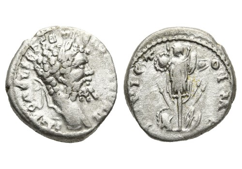 Septimius Severus - denarius INVICTO uit Emesa schaars (ME2656)